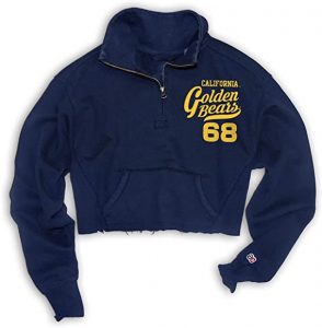 AC AMERICAN COLLEGIATE Womens 100% Organic Cotton University Cropped 1/4 Zip Sweat